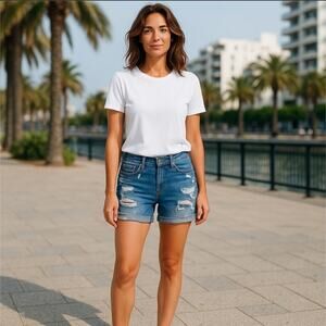 Aeropostale Women's Denim Shorts Size 0 Light Wash Blue Distressed